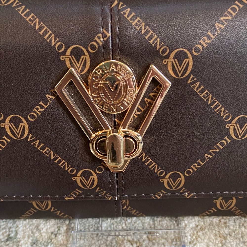 Valentino Orlandi Brown Monogram Crossbody with Gold Hardware - Picture 4 of 8